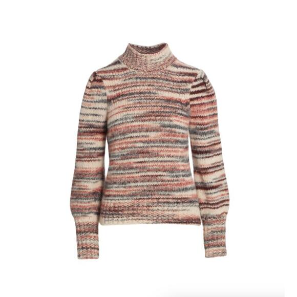 Veronica Beard Alston Alpaca-Blend Sweater Beige Multicolor Strip MEDIUM - Picture 1 of 8